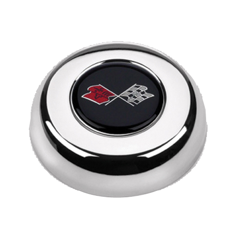 Part 5632 Vette Flags Chrome Horn Button