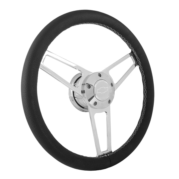 #1901 Billet Series Leather Wheel Chevrolet Logo & Install Kit