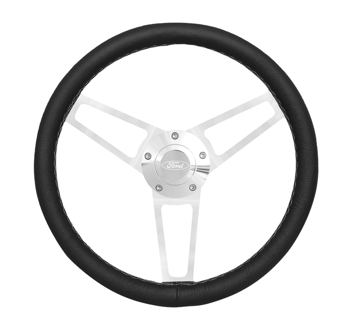#1903 Billet Series Leather Wheel Ford Logo & Install Kit