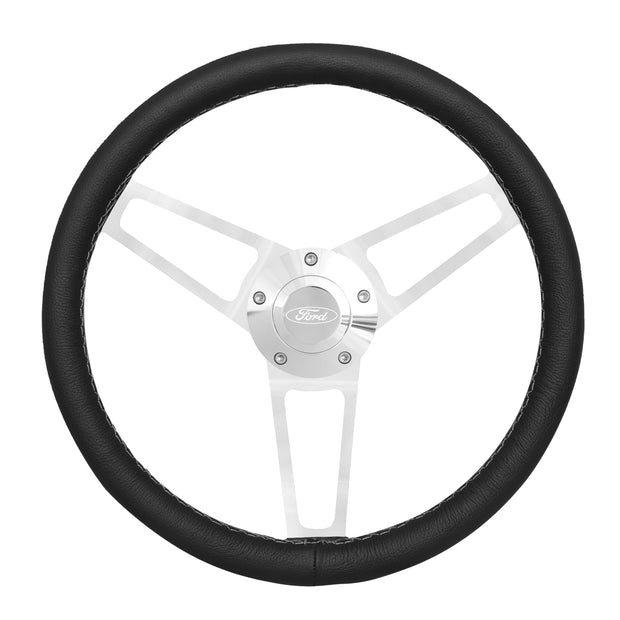 #1902	Billet Series Leather Wheel Ford Logo & Install Kit