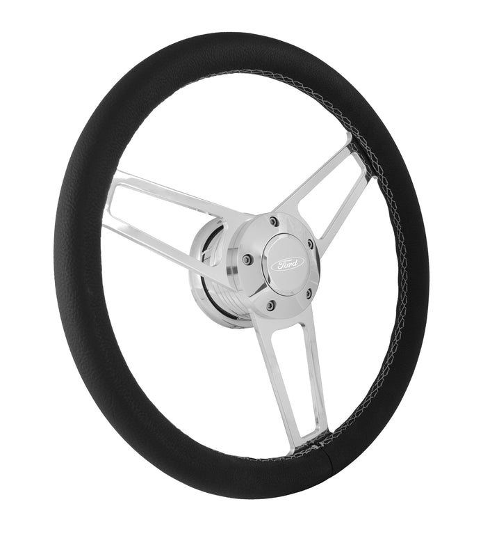 #1903 Billet Series Leather Wheel Ford Logo & Install Kit