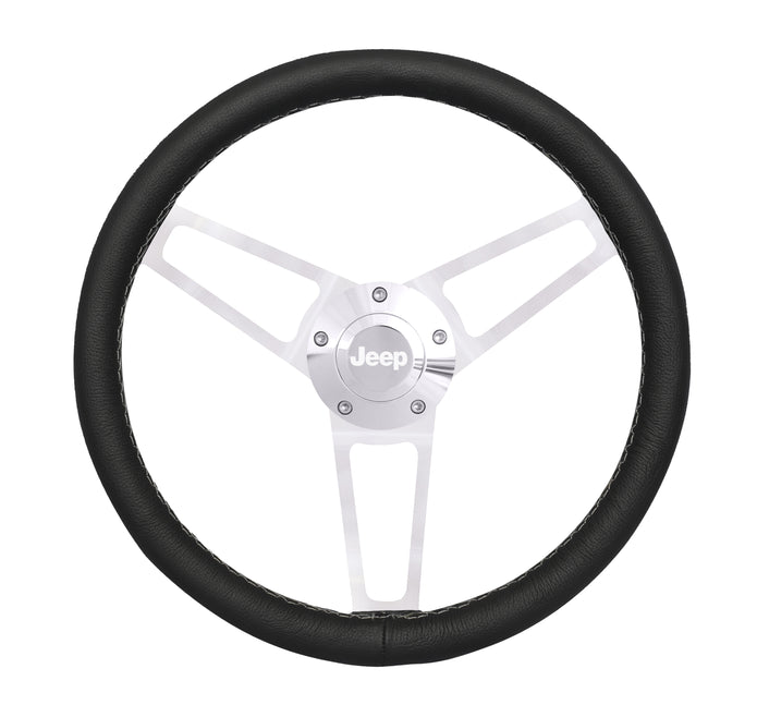 Billet Series Leather Wheel Jeep Logo & Install Kit