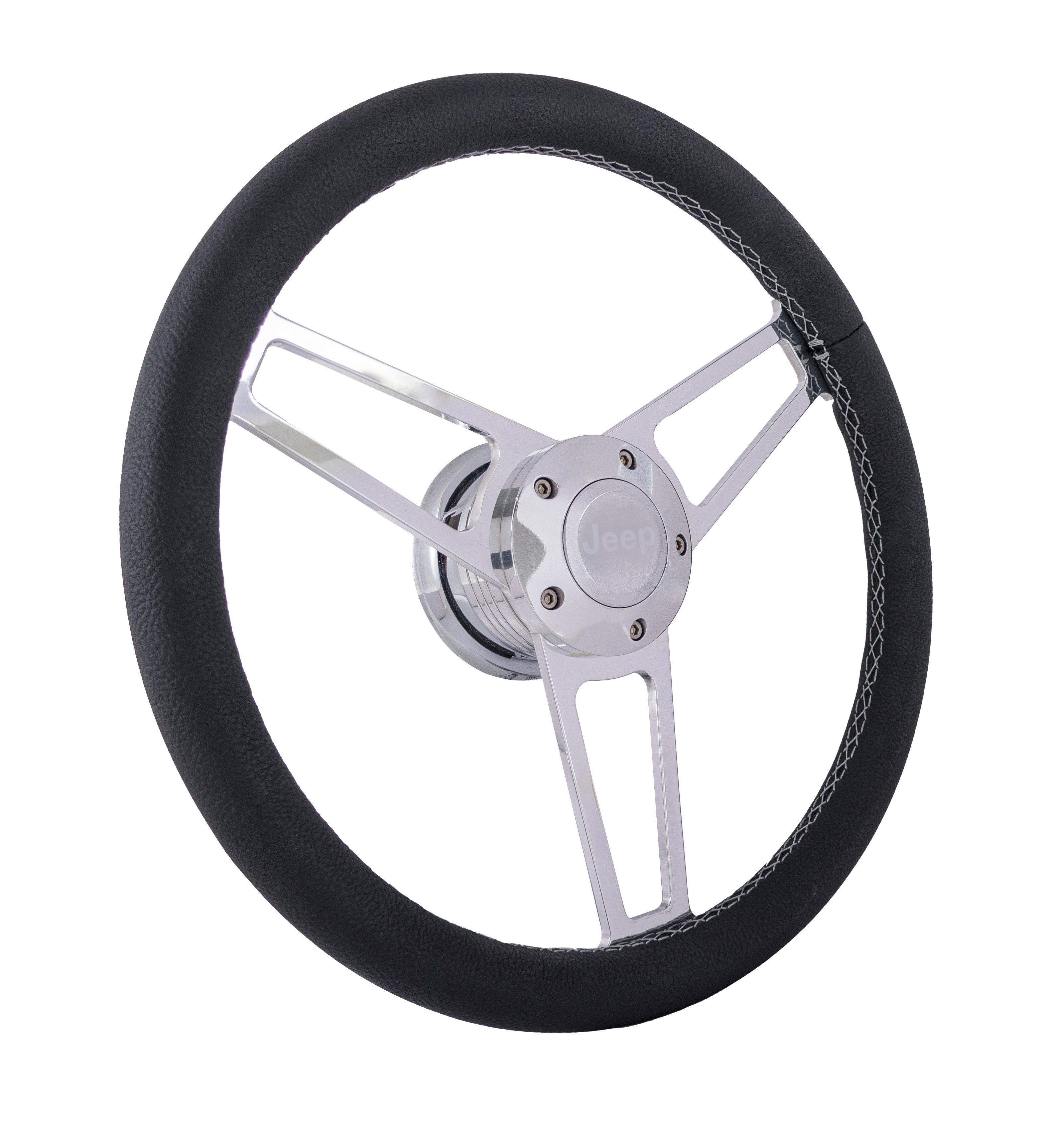 Billet Series Leather Wheel Jeep Logo & Install Kit