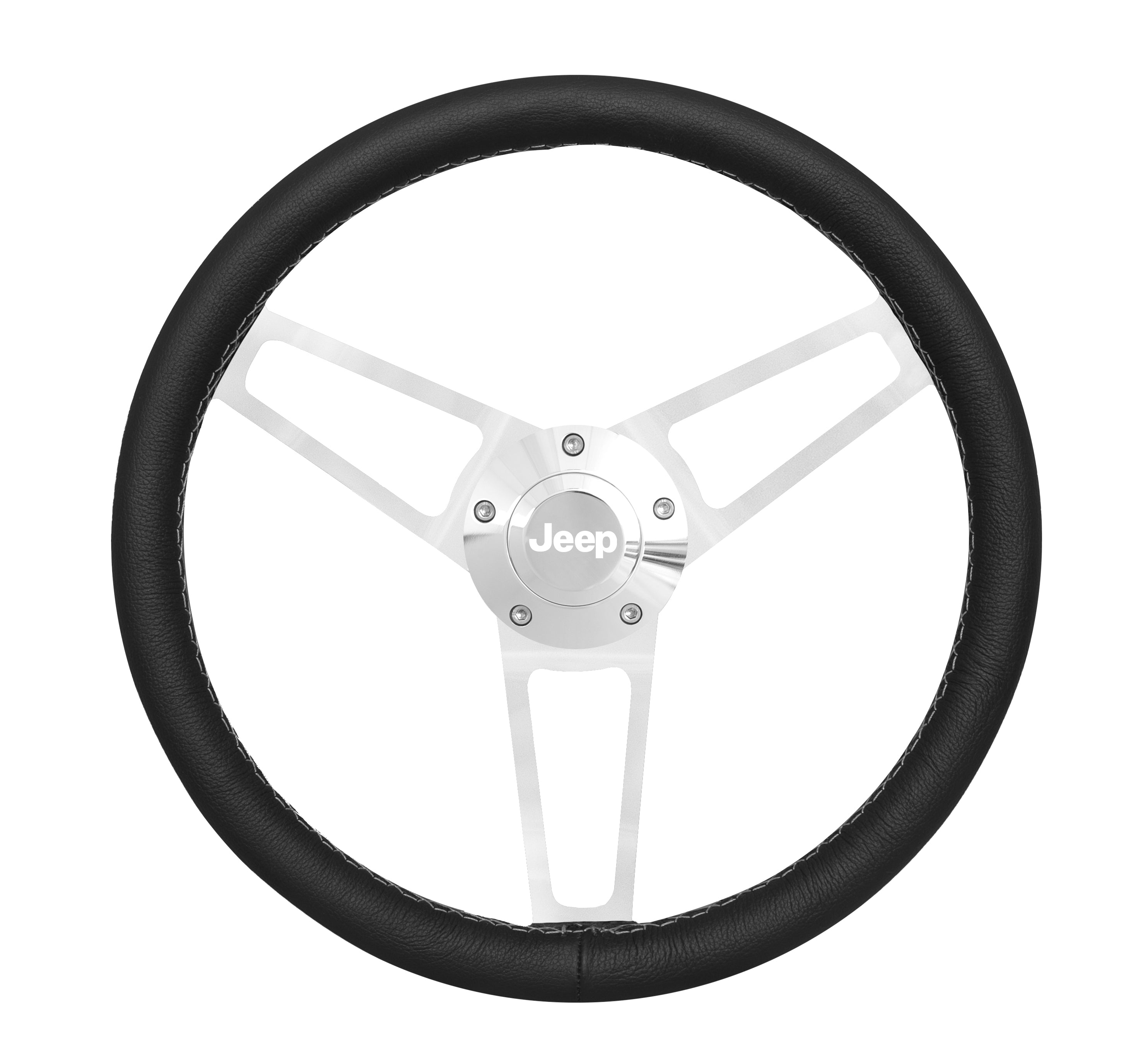 #1904 Billet Series Leather Wheel Jeep Logo & Install Kit