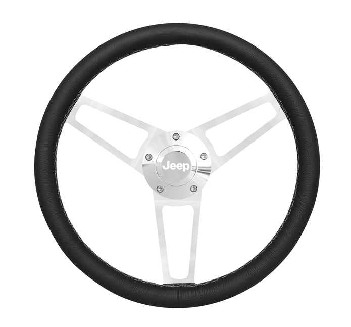 #1904 Billet Series Leather Wheel Jeep Logo & Install Kit