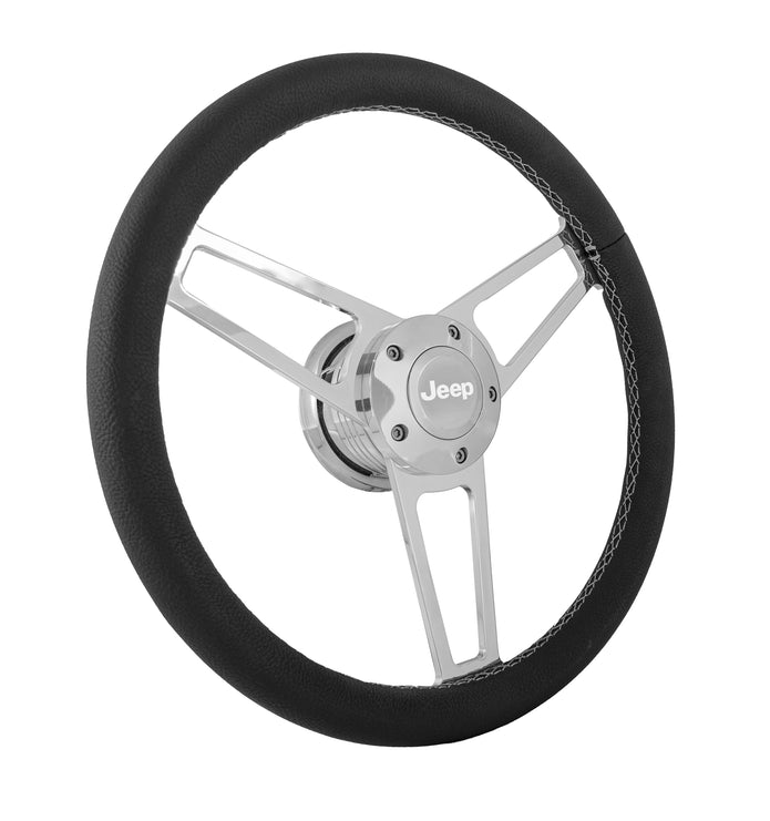 #1904 Billet Series Leather Wheel Jeep Logo & Install Kit