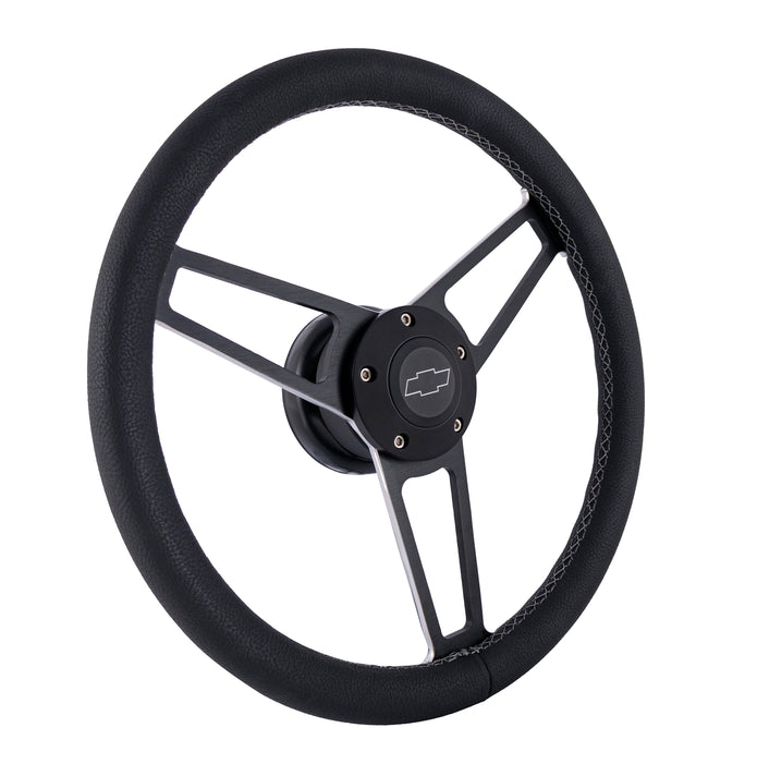 #1906 Billet Series Leather Wheel CHEV Logo & Install Kit