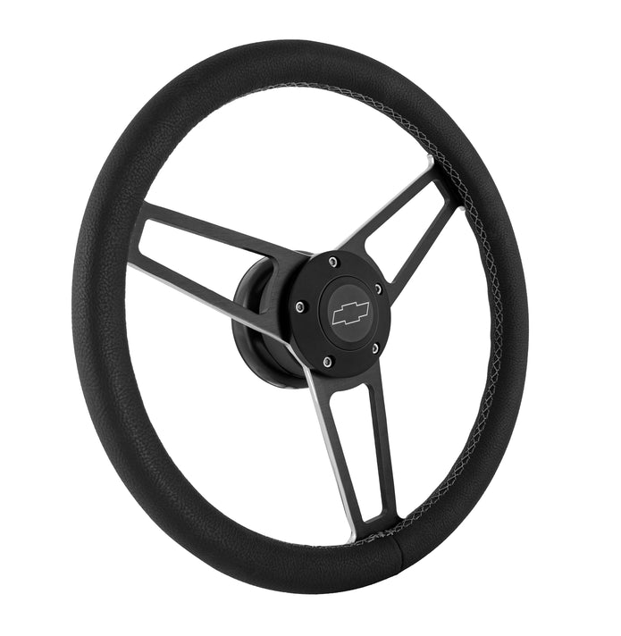 #1906 Billet Series Leather Wheel CHEV Logo & Install Kit