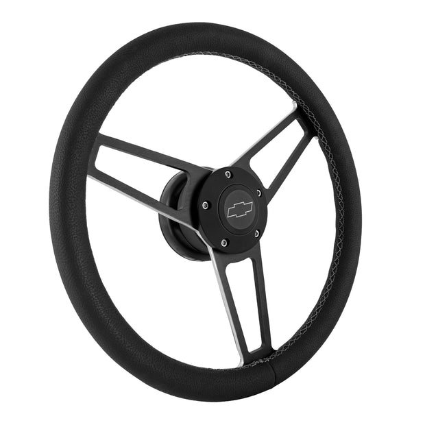 #1906 Billet Series Leather Wheel CHEV Logo & Install Kit