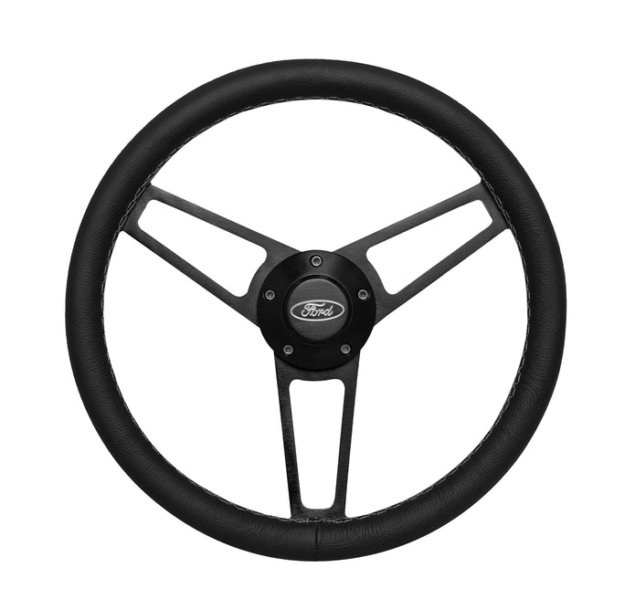 #1907 Billet Series Leather Wheel FORD Logo & Install Kit