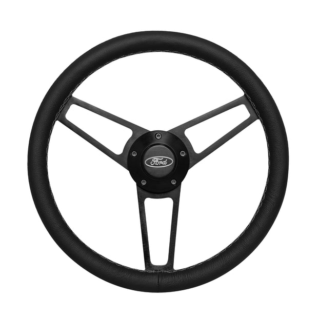 #1907 Billet Series Leather Wheel FORD Logo & Install Kit
