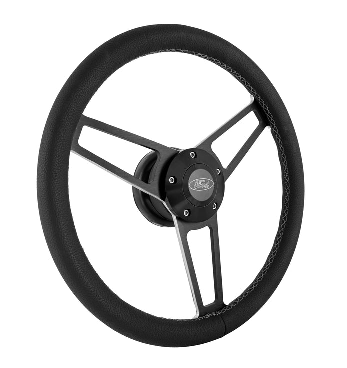 #1907 Billet Series Leather Wheel FORD Logo & Install Kit