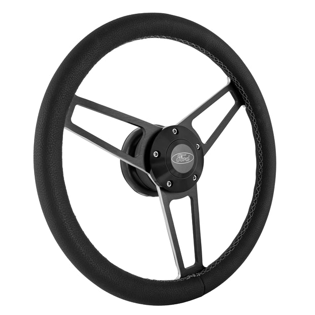 #1907 Billet Series Leather Wheel FORD Logo & Install Kit