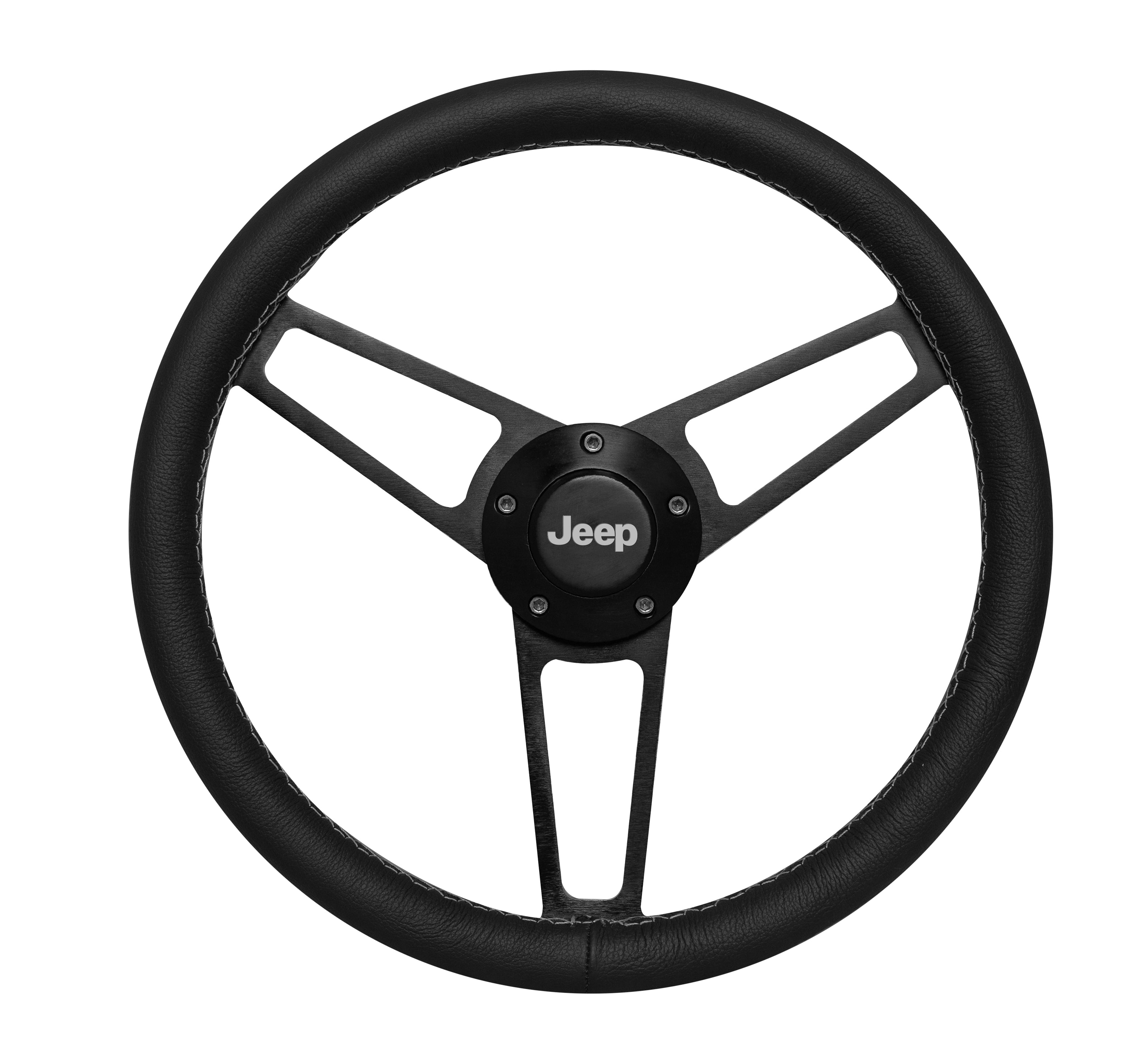 #1909 Billet Series Leather Wheel Jeep Logo & Install Kit