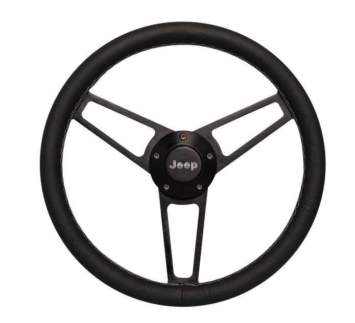 Billet Series Leather Wheel Jeep Logo & Install Kit