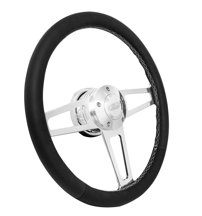 #1913	Billet T Series Polished Wheel Ford Logo & Install Kit