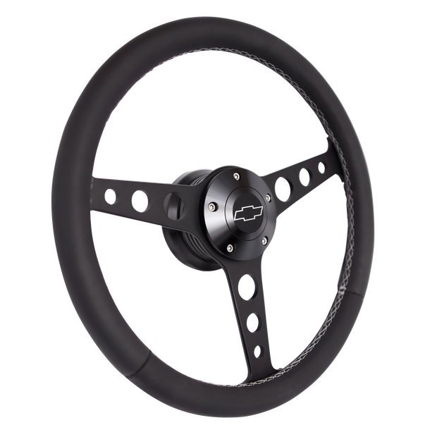 Billet Classic Series Black Wheel Chev Logo & Install Kit