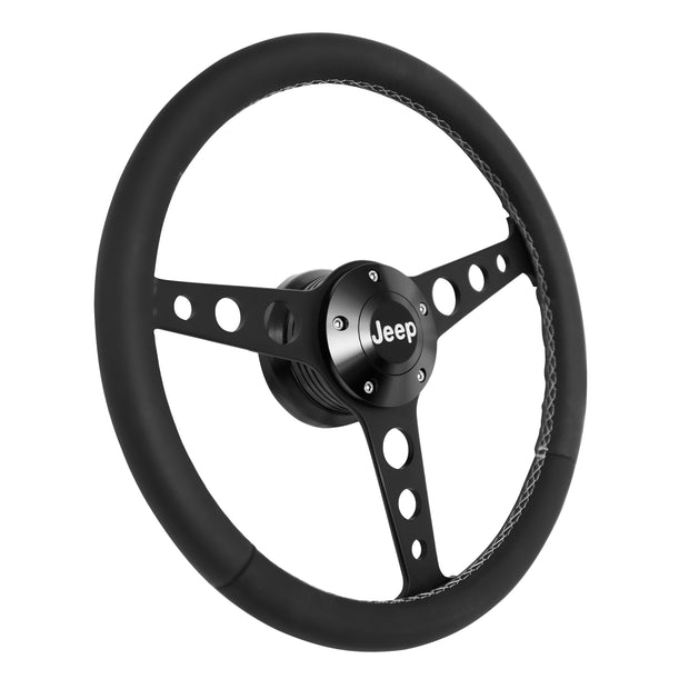 #1929 Billet Classic Series Black Wheel Jeep Logo & Install Kit