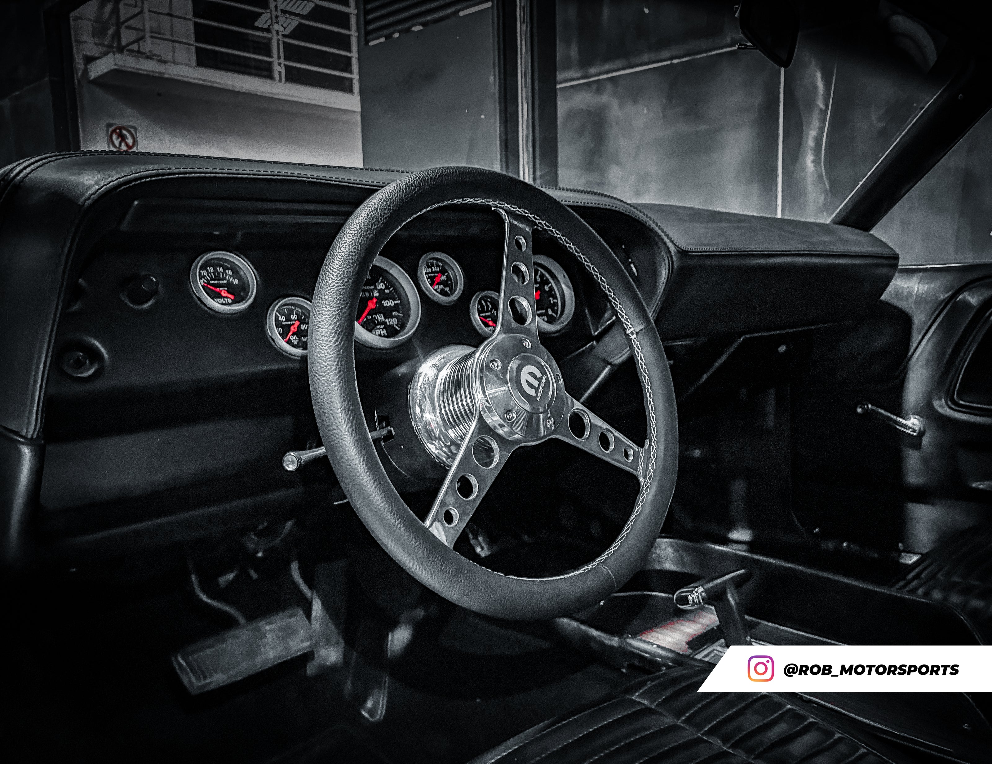 #1940 Nostalgia Billet Series Polished Leather Steering With Wheel Mopar Logo & Install Kit