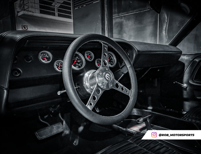 #1940 Nostalgia Billet Series Polished Leather Steering With Wheel Mopar Logo & Install Kit