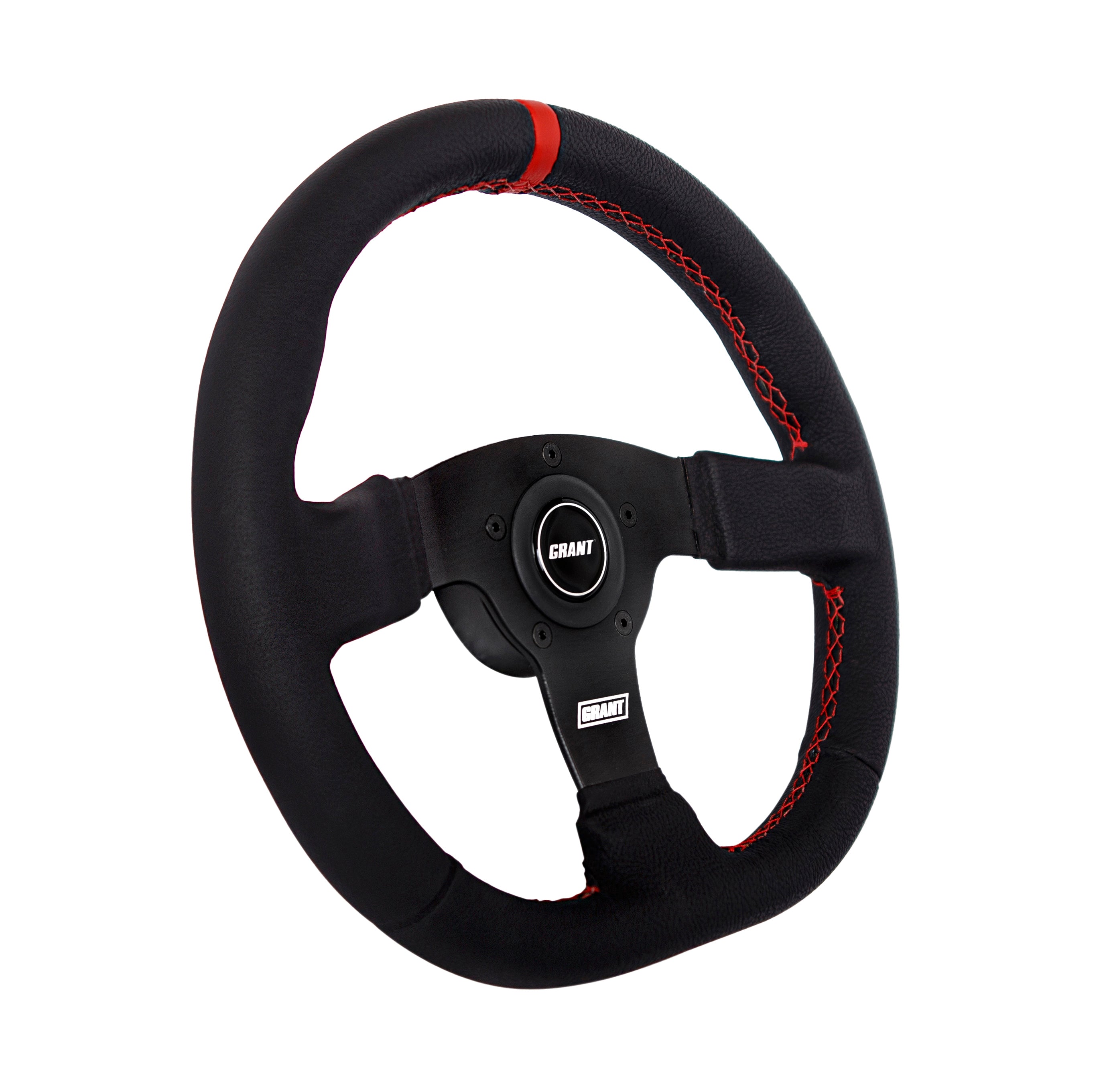 #603 D Wheel Red Center Stripe & stiching, Plastic Center Cap