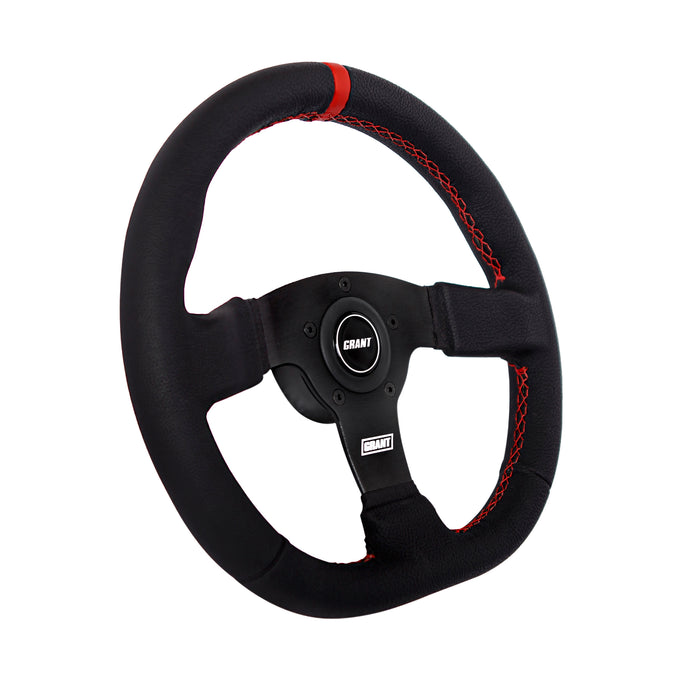 #603 D Wheel Red Center Stripe & stiching, Plastic Center Cap