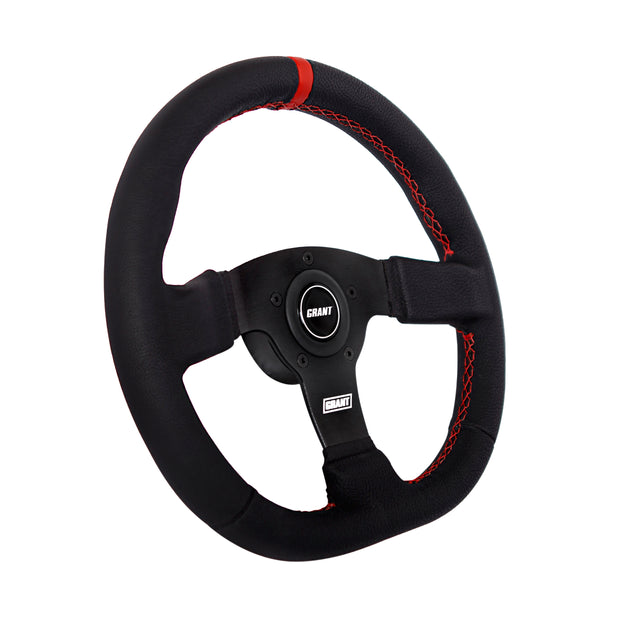 #603 D Wheel Red Center Stripe & stiching, Plastic Center Cap