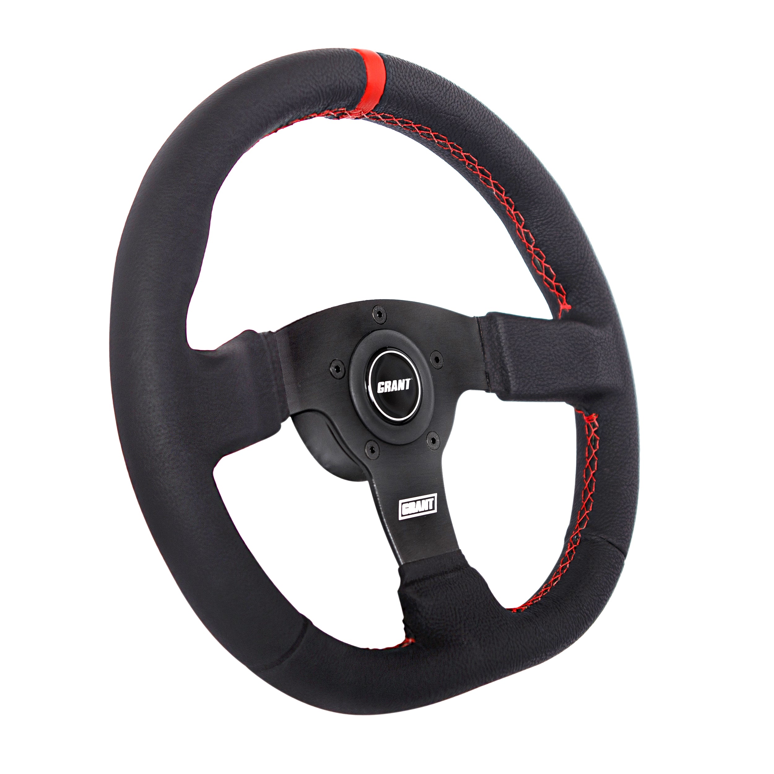 #603 D Wheel Red Center Stripe & stiching, Plastic Center Cap