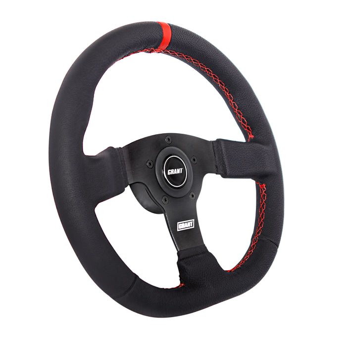 #603 D Wheel Red Center Stripe & stiching, Plastic Center Cap