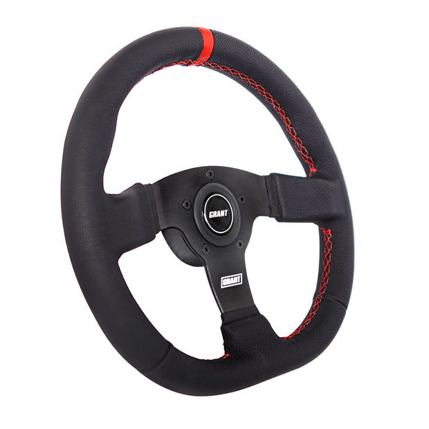 #603 D Wheel Red Center Stripe & stiching, Plastic Center Cap