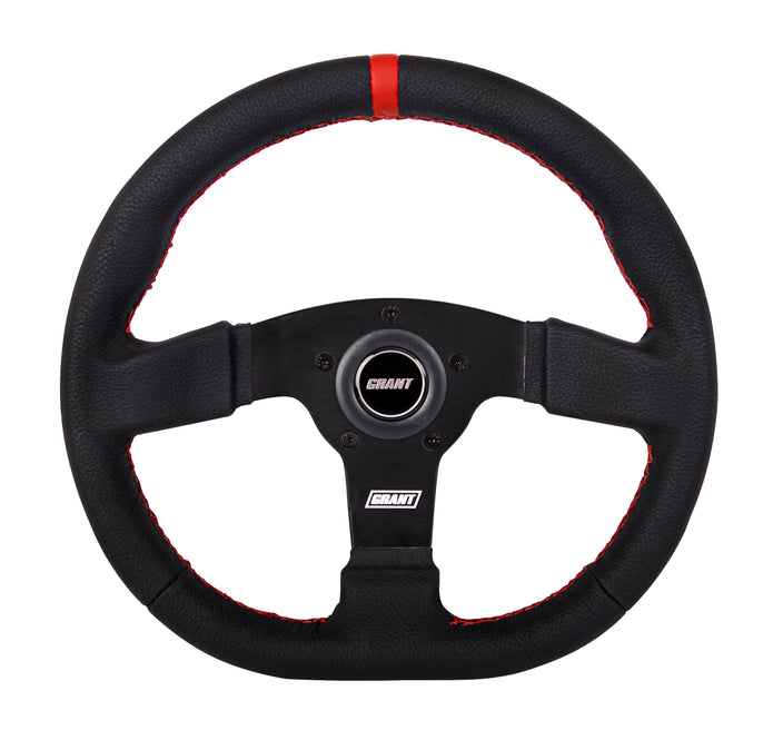 #603 D Wheel Red Center Stripe & stiching, Plastic Center Cap