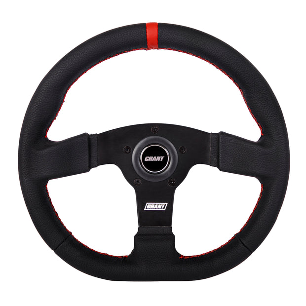 #603 D Wheel Red Center Stripe & stiching, Plastic Center Cap