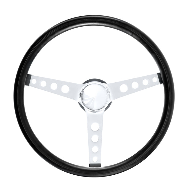 #277 Classic 15" Black Vinyl Wheel - Chrome 3-Spoke