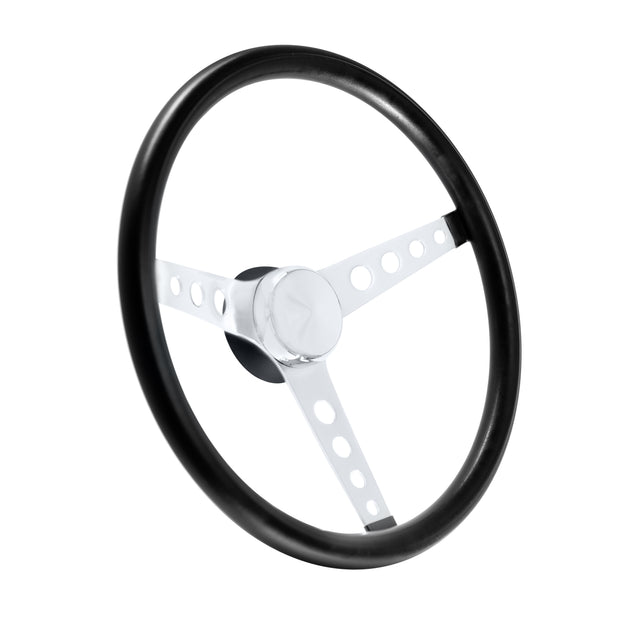 #277 Classic 15" Black Vinyl Wheel - Chrome 3-Spoke