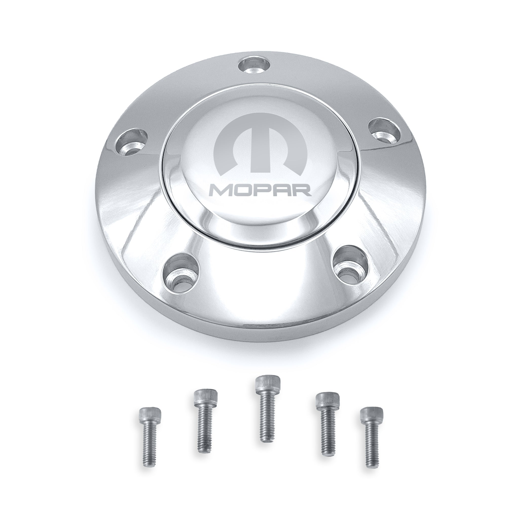 #1950 T Series Billet  Polished Leather Steering Wheel With Mopar Logo &  Install Kit