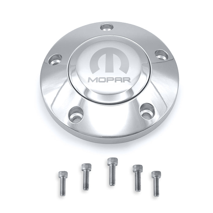 #1950 T Series Billet  Polished Leather Steering Wheel With Mopar Logo &  Install Kit