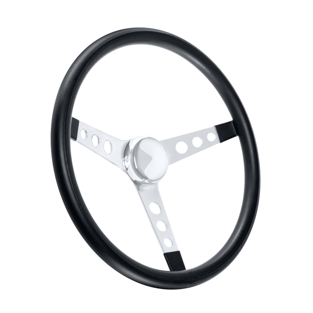 #277 Classic 15" Black Vinyl Wheel - Chrome 3-Spoke