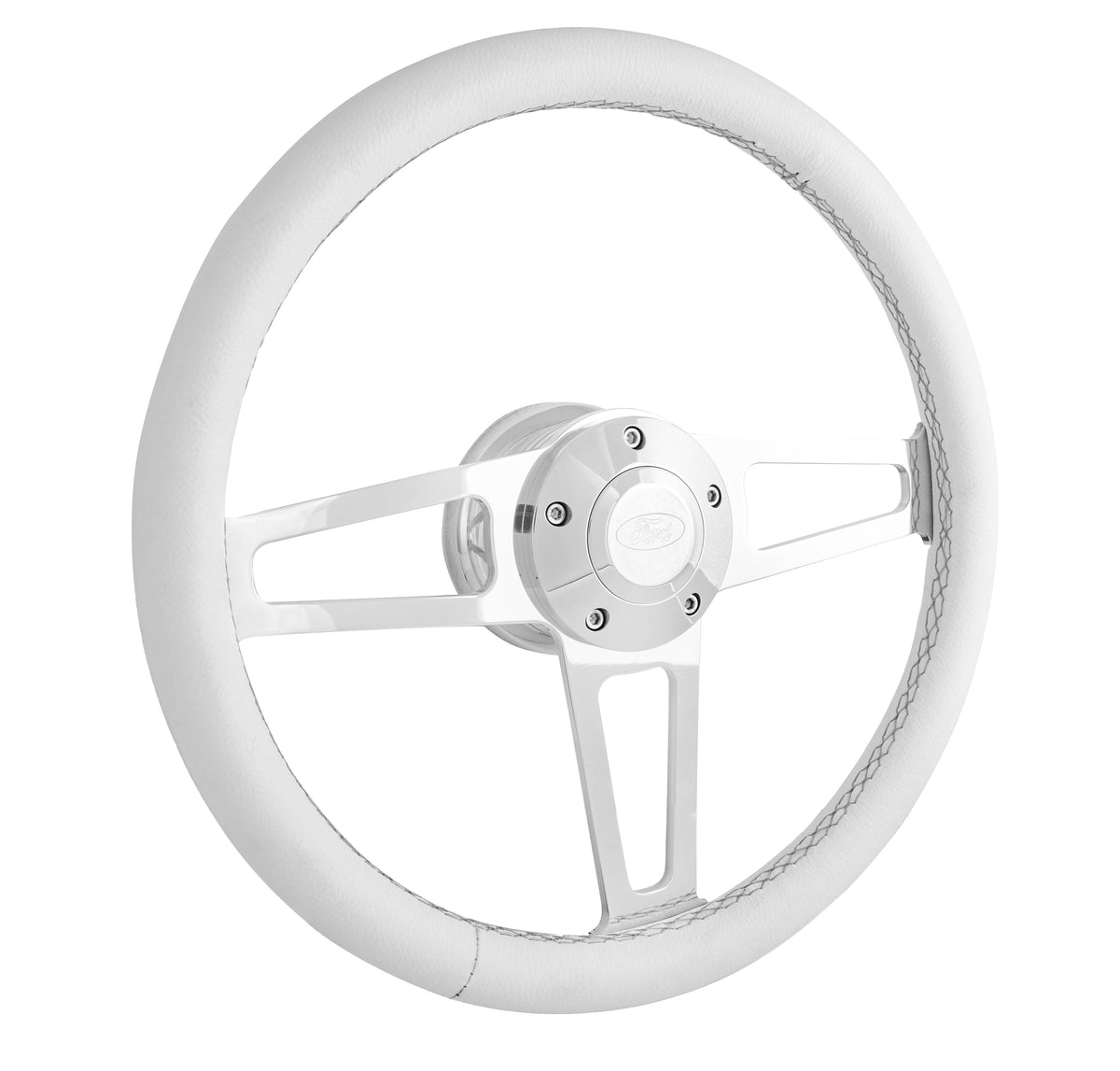 #1912-1W Billet T Series Polished Wheel Ford Logo & Install Kit