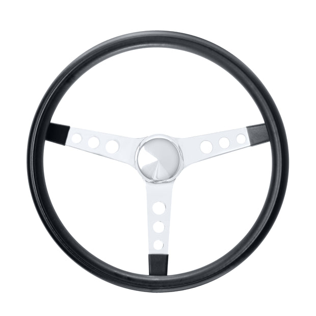 #277 Classic 15" Black Vinyl Wheel - Chrome 3-Spoke