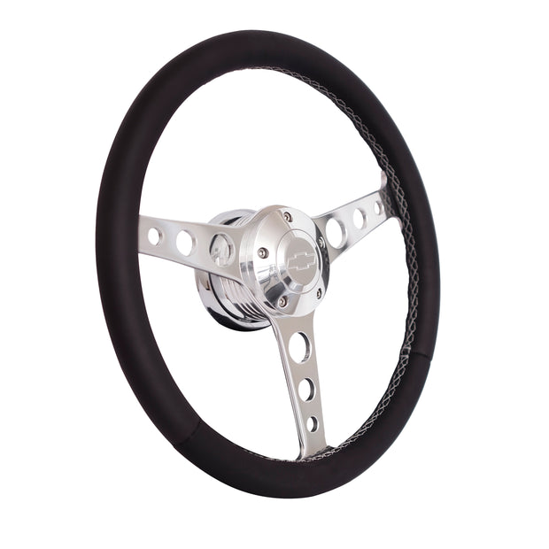 Billet Classic Series Polished Wheel Chev Logo & Install Kit