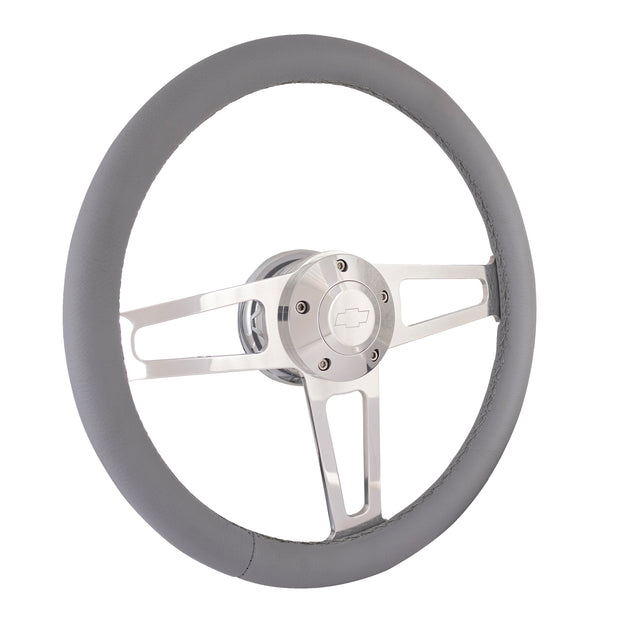 Gray Billet T Series Polished Wheel Chevrolet Logo & Install Kit
