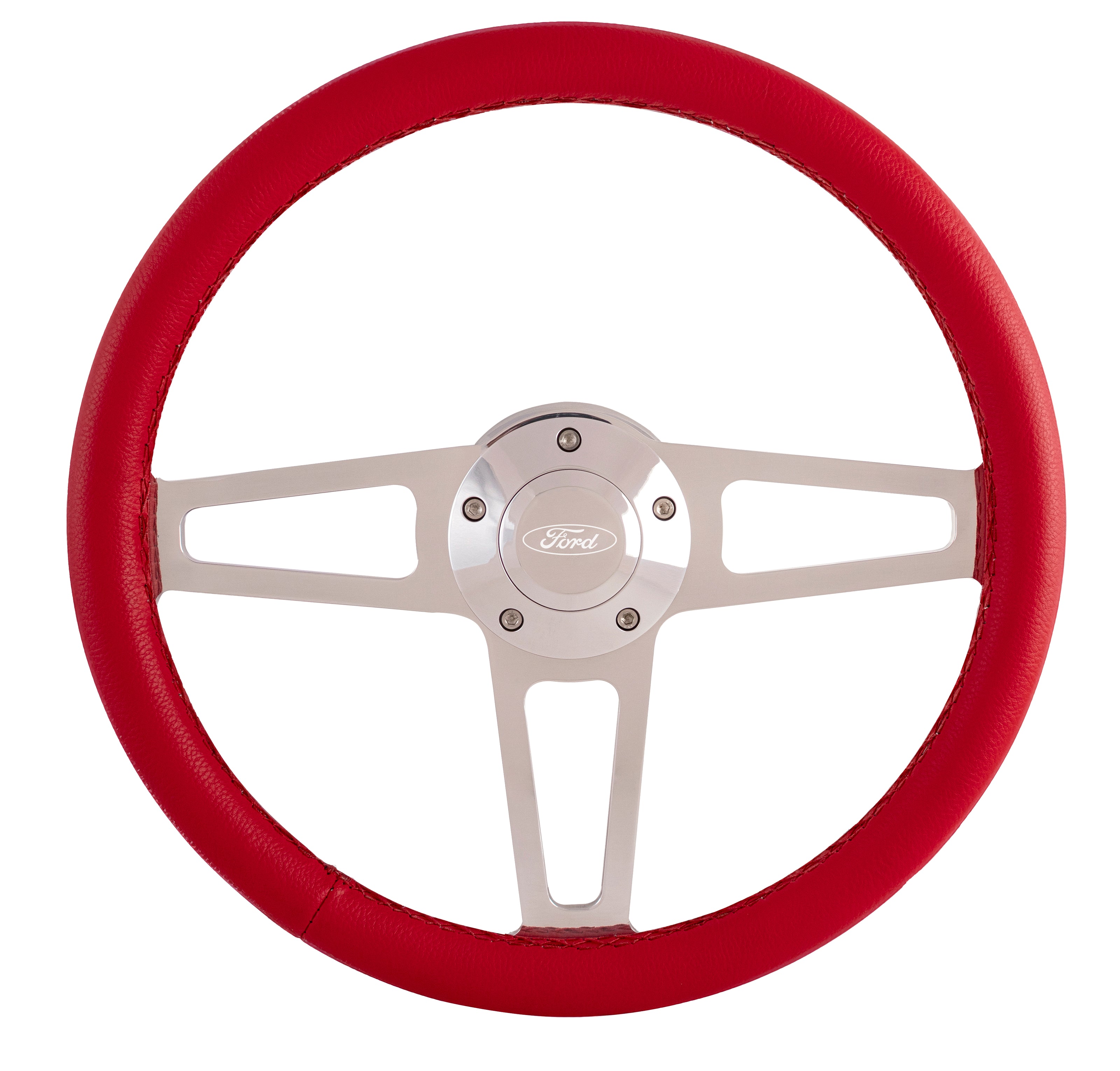 Red Billet T Series Polished Wheel Ford Logo & Install Kit