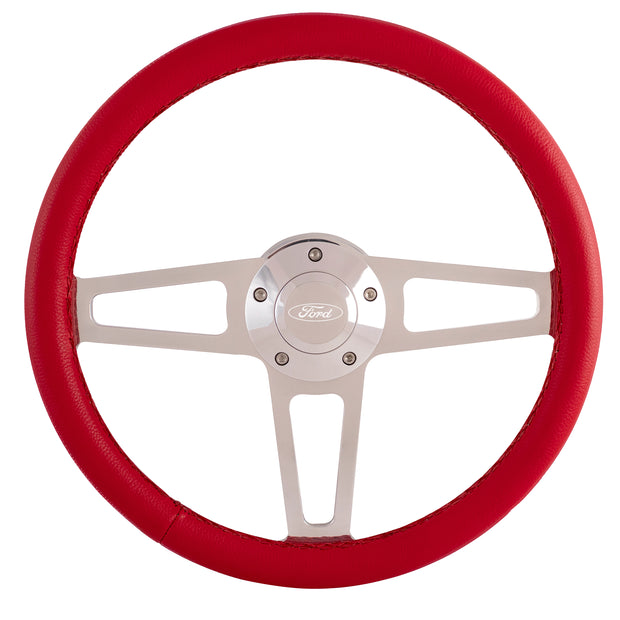 #1912-1R Billet T Series Polished Wheel Ford Logo & Install Kit