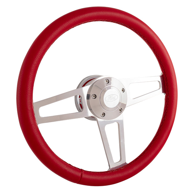 Red Billet T Series Polished Wheel Ford Logo & Install Kit