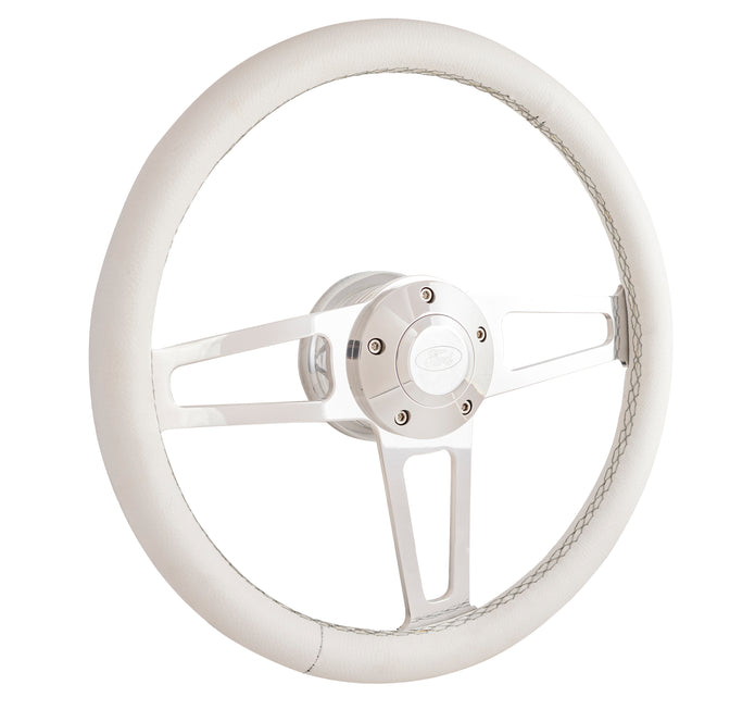 #1912-1W Billet T Series Polished Wheel Ford Logo & Install Kit