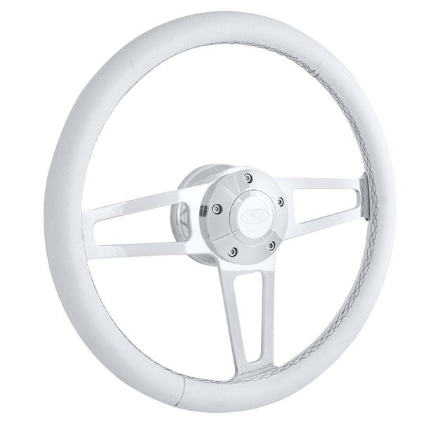 #1912-1W Billet T Series Polished Wheel Ford Logo & Install Kit