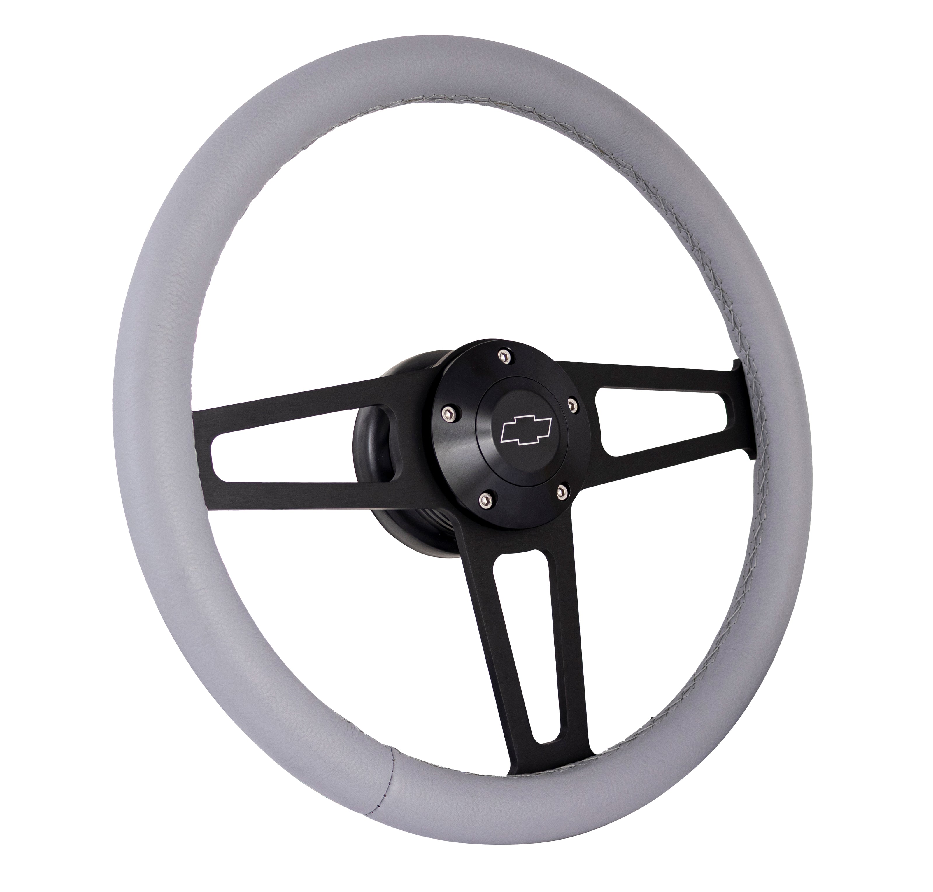 Gray Billet T Series Black Wheel CHEV Logo & Install Kit