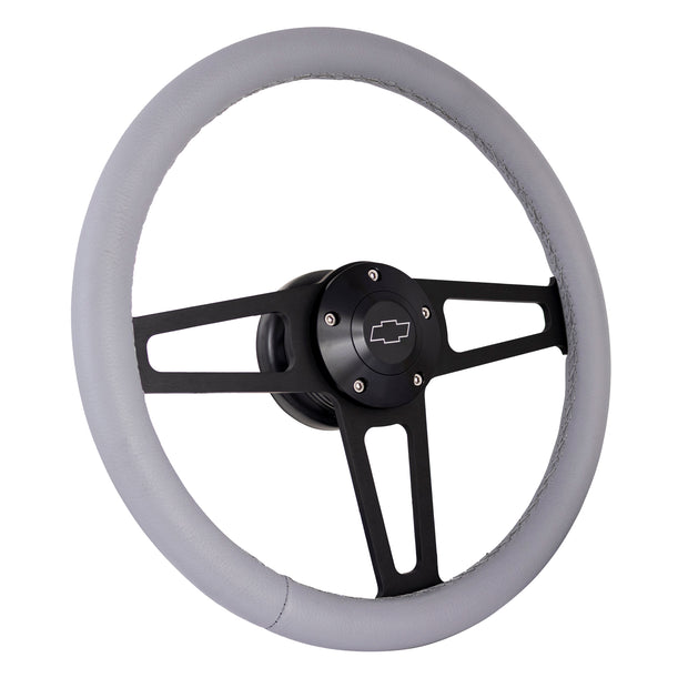 Gray Billet T Series Black Wheel CHEV Logo & Install Kit