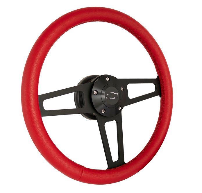 #1916-R Billet T Series Black Wheel Chevrolet Logo & Install Kit