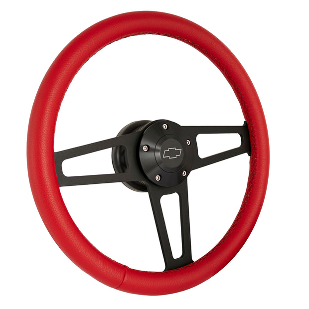 Red Billet T Series Black Wheel Chevrolet Logo & Install Kit